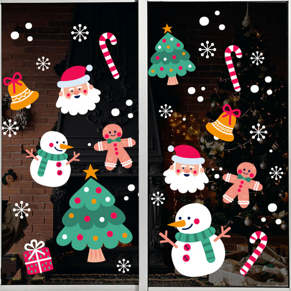 Pegatinas Navideñas Para Ventanas - Nieve Y Decoración (Vinilo Multicolor) Pms Xm3718