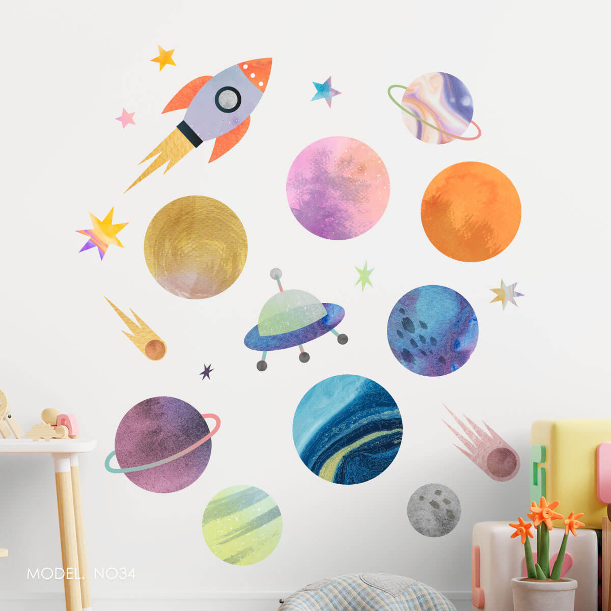 NO34 - Planetas Acuarela