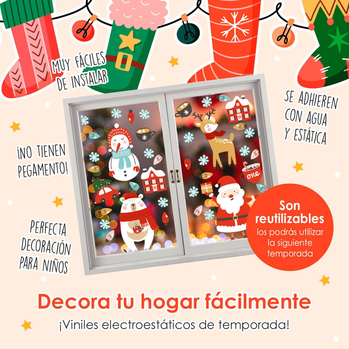 NAV81 - Vinil Electroestático Caritas de Navidad