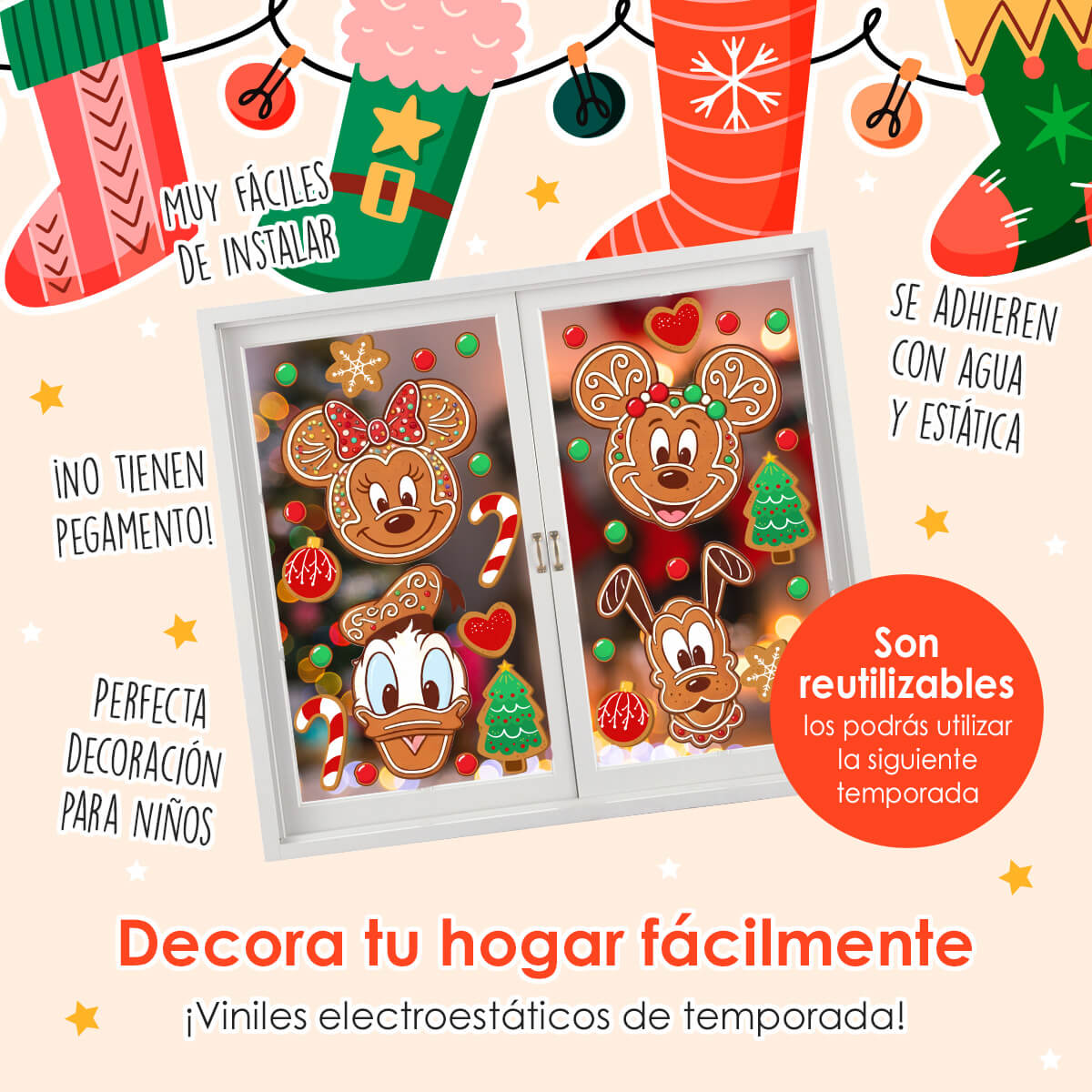 NAV84 - Vinil Electroestático Mickey navideño