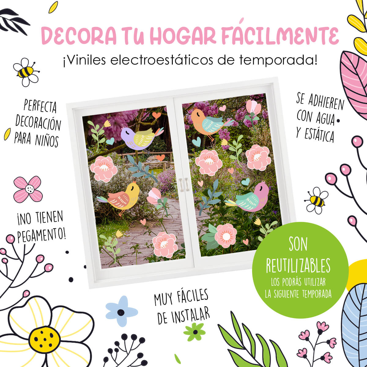 PRIM03 - Vinil Electroestático Vuelo entre Flores