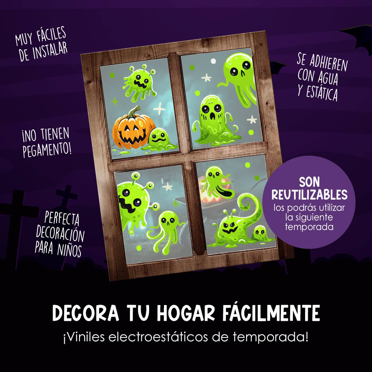 HALL58 - Vinil Electroestático Slime  Espeluznante