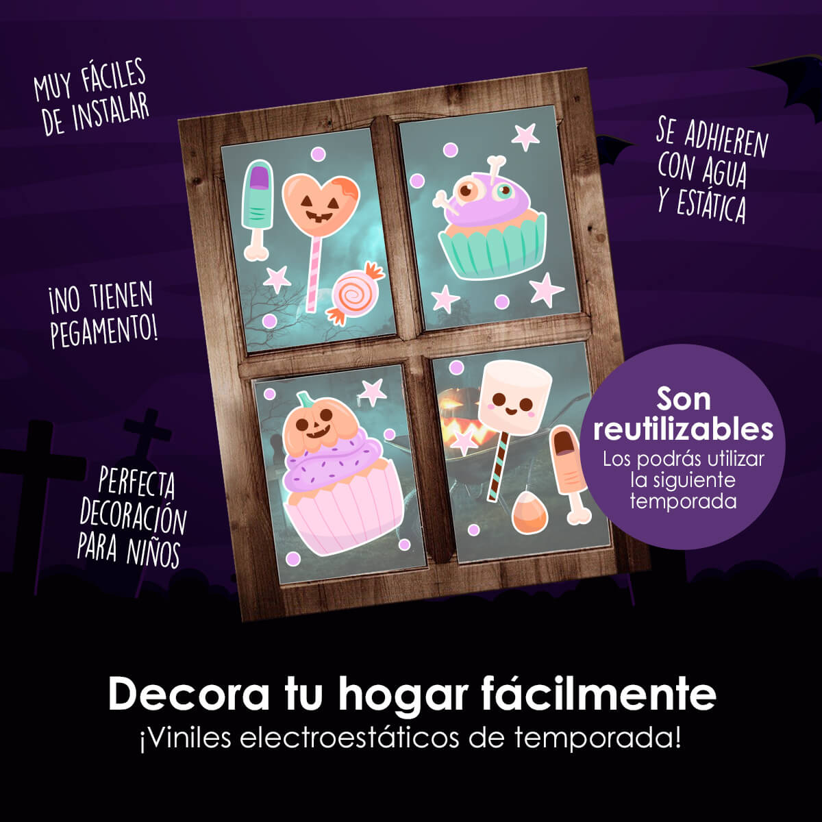 HALL79 - Vinil Electroestático Halloween Kawaii