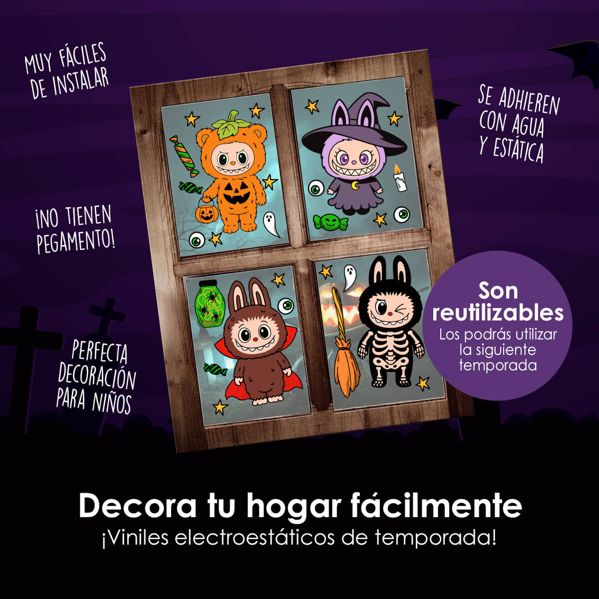 HALL95 - Vinil Electroestático Labubus Traviesos