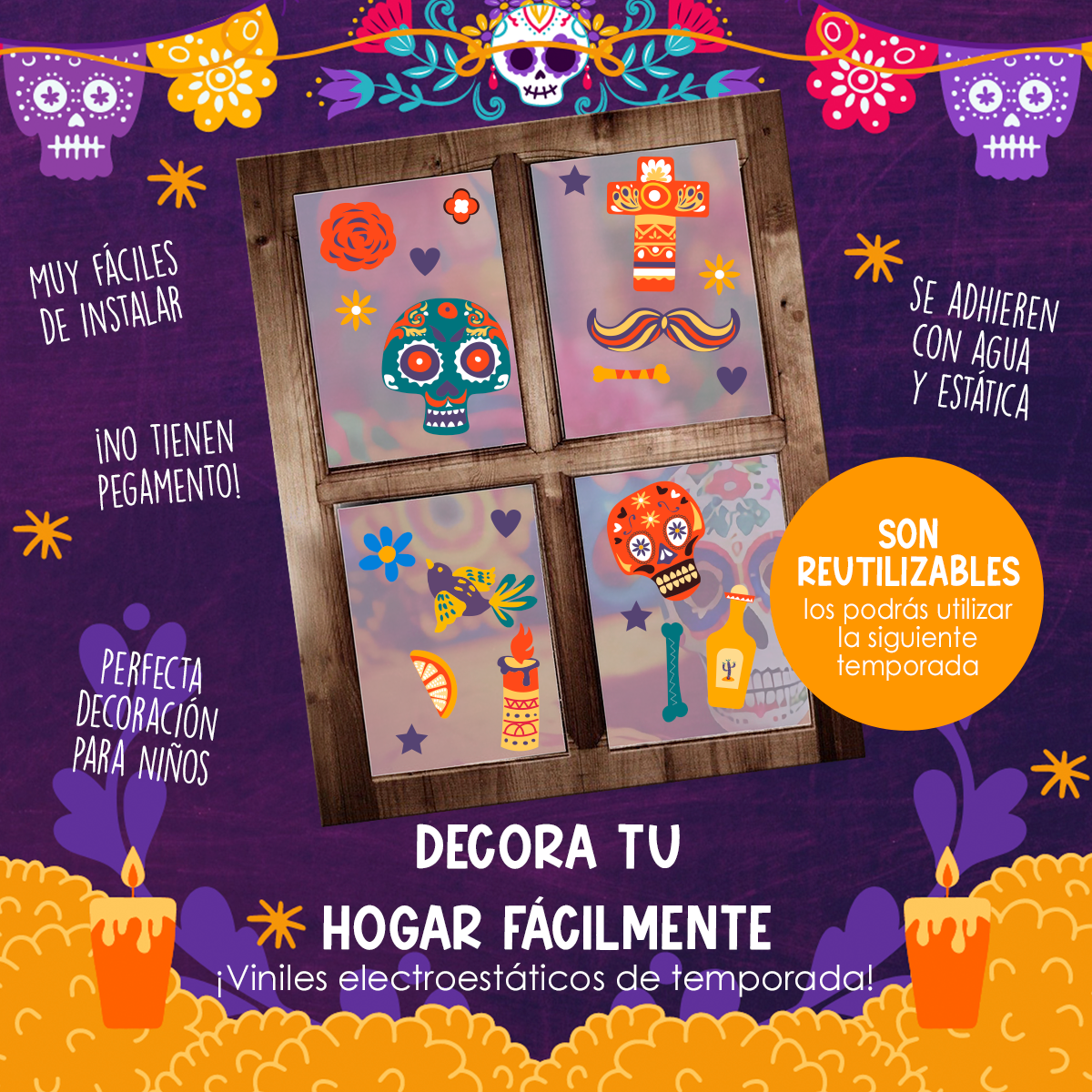 HALL69 - Vinil Electroestático Elementos Dia de Muertos