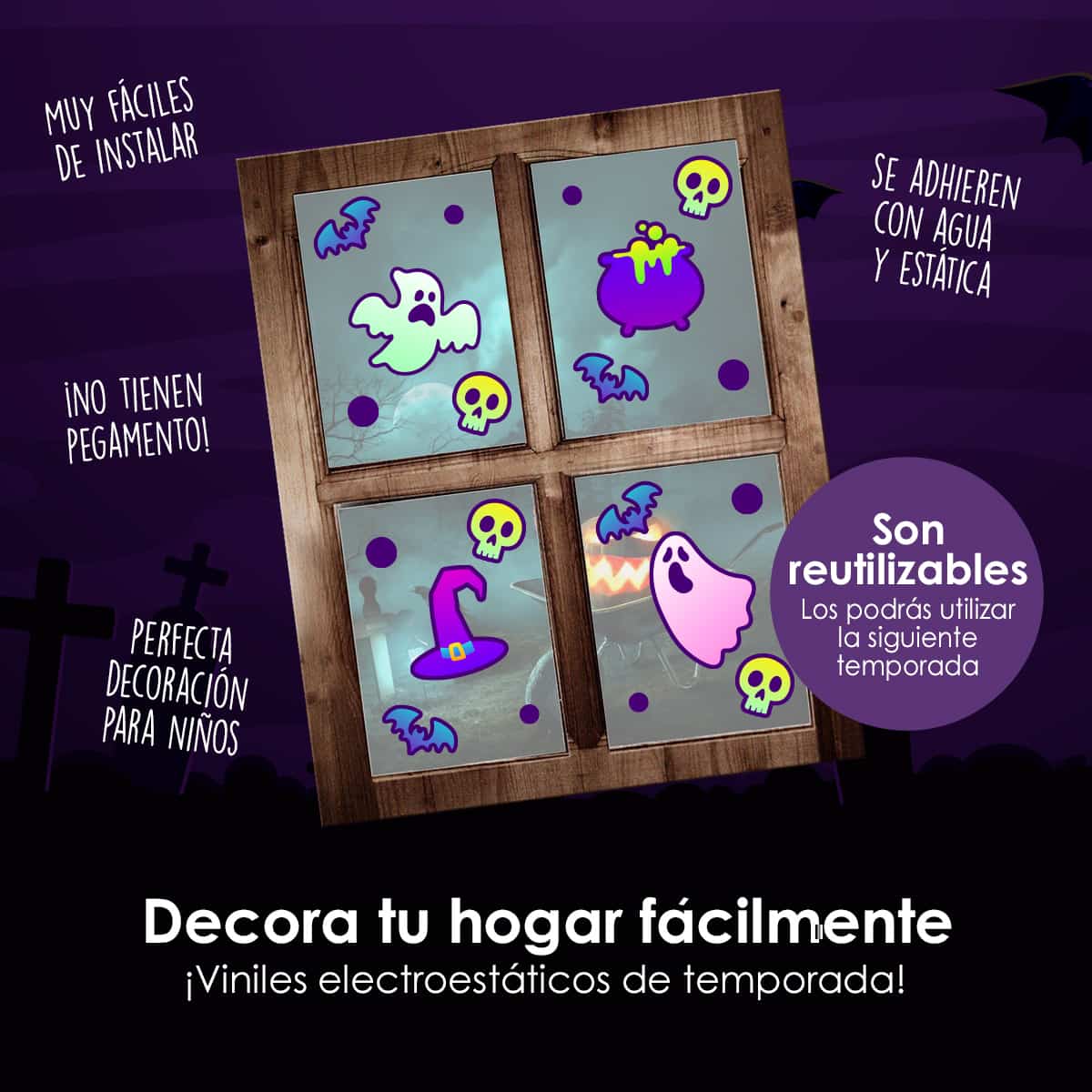 HALL86 - Vinil Electroestático Sombras y Murciélagos