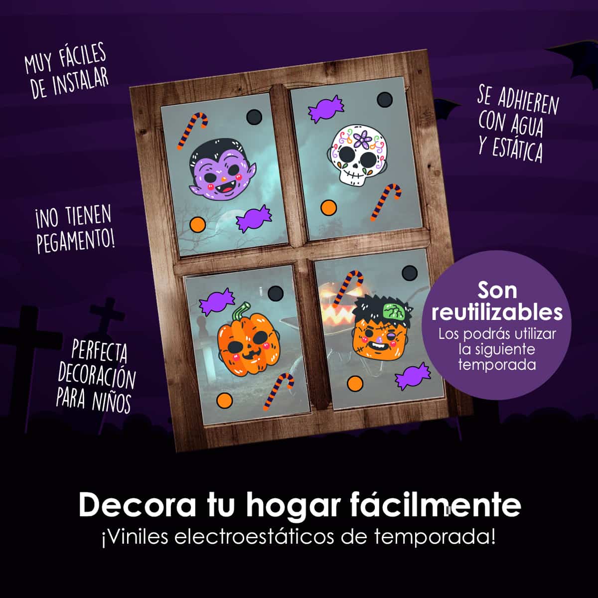 HALL85 - Vinil Electroestático Noche de Calabazas