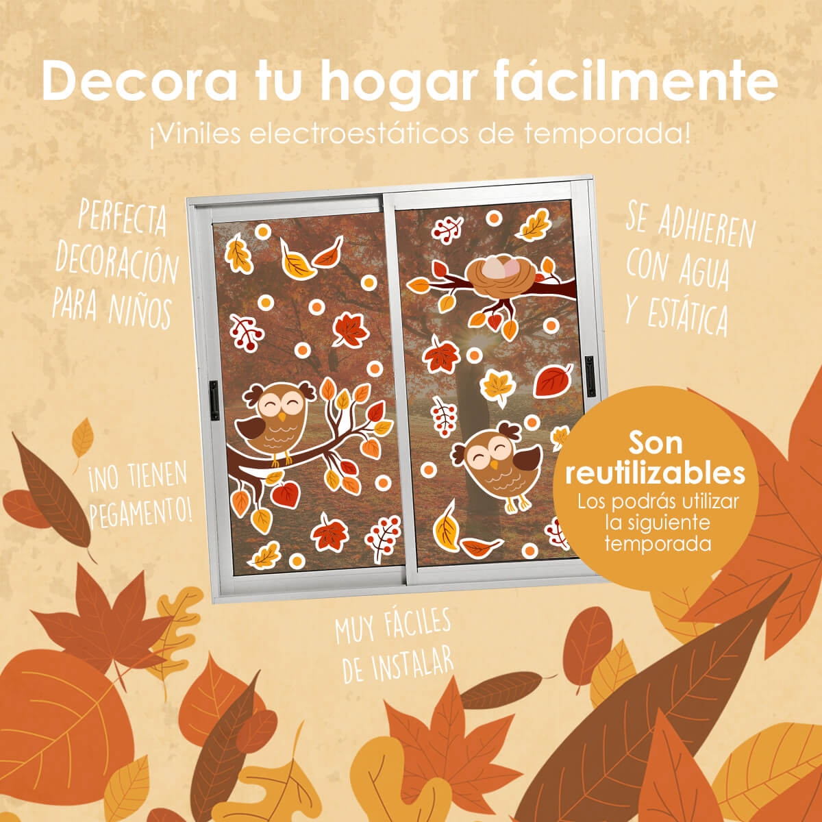 OTO07 - Vinil Electroestático Hojas de Otoño