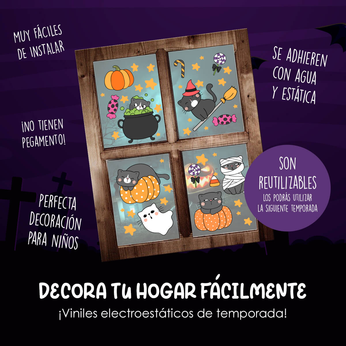 HALL30 - Vinil Electroestático  Cats and witches
