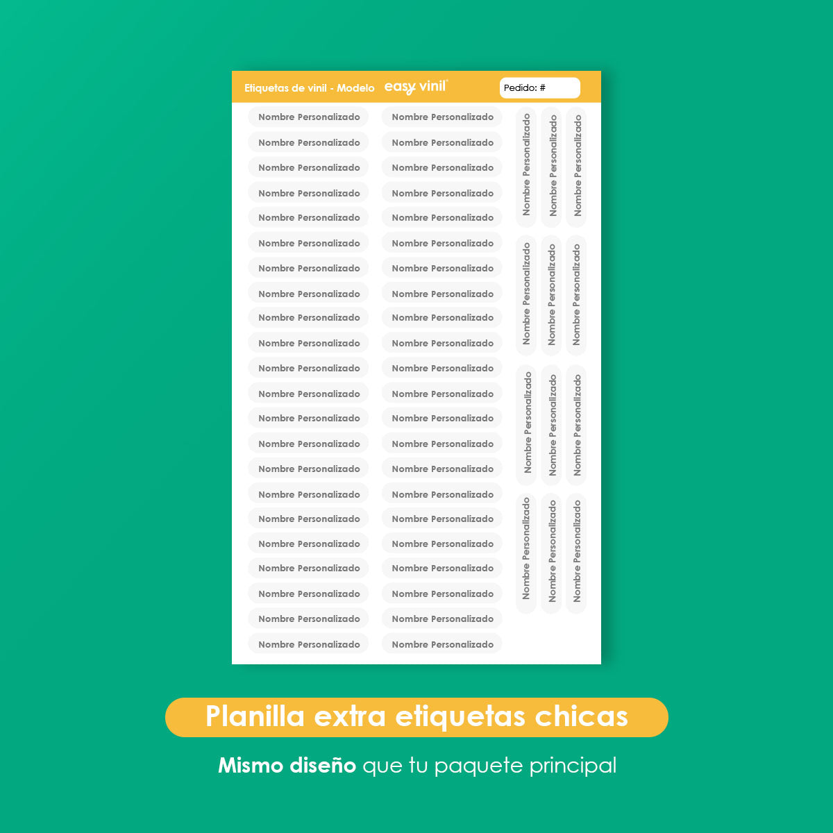 Planilla extra etiquetas chicas (56 etiquetas)
